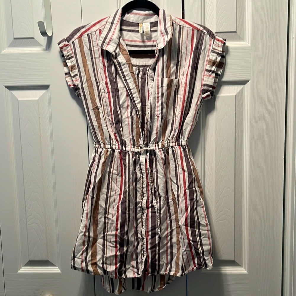Pinstripe button up dress